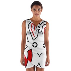 Traditional Art Torajan Pattern Wrap Front Bodycon Dress