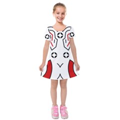 Traditional Art Torajan Pattern Kids  Short Sleeve Velvet Dress