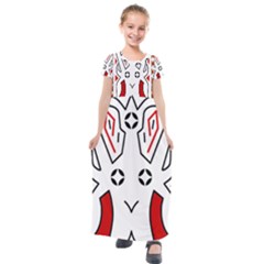 Traditional Art Torajan Pattern Kids  Short Sleeve Maxi Dress