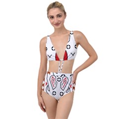 Traditional Art Torajan Pattern Tied Up Two Piece Swimsuit