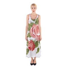 Flower Rose Pink Red Romantic Sleeveless Maxi Dress