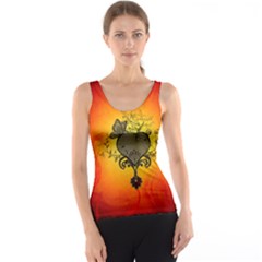 Wonderful Heart With Butterflies And Floral Elements Tank Top by FantasyWorld7