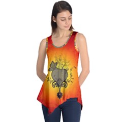 Wonderful Heart With Butterflies And Floral Elements Sleeveless Tunic by FantasyWorld7