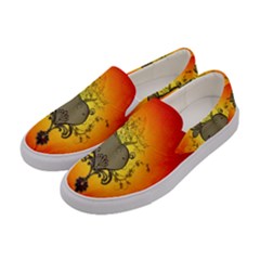 Wonderful Heart With Butterflies And Floral Elements Women s Canvas Slip Ons by FantasyWorld7