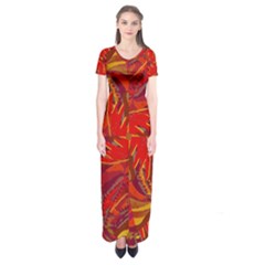 Colorful Abstract Ethnic Style Pattern Short Sleeve Maxi Dress by dflcprints