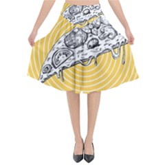 Pop Art Pizza Flared Midi Skirt by Valentinaart