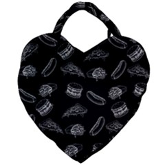 Fast Food Pattern Giant Heart Shaped Tote by Valentinaart