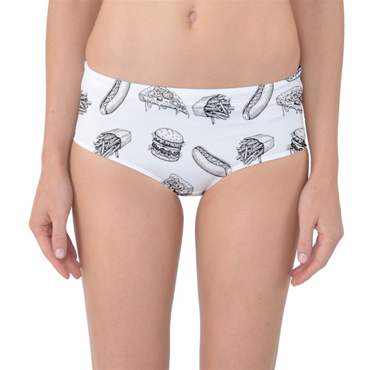 Fast food pattern Mid-Waist Bikini Bottoms