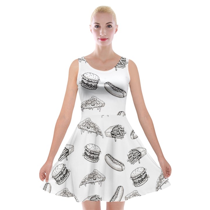 Fast food pattern Velvet Skater Dress