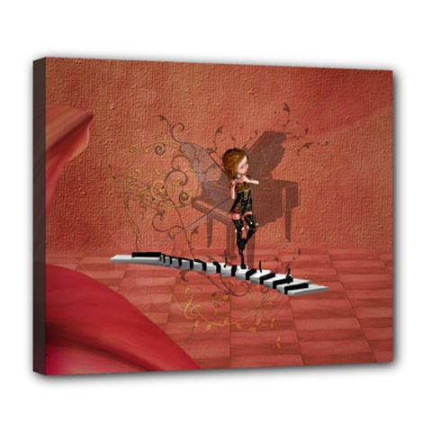 Cute Fairy Dancing On A Piano Deluxe Canvas 24  X 20  (stretched) by FantasyWorld7