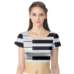 Keybord Piano Short Sleeve Crop Top