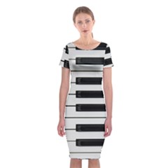 Keybord Piano Classic Short Sleeve Midi Dress