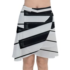 Keybord Piano Chiffon Wrap Front Skirt