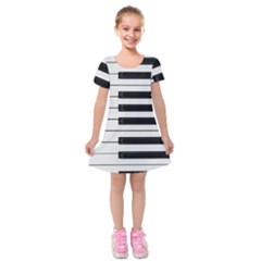 Keybord Piano Kids  Short Sleeve Velvet Dress