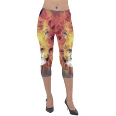 Fractal Lion Lightweight Velour Capri Leggings 