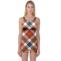 Smart Plaid Warm Colors One Piece Boyleg Swimsuit by ImpressiveMoments