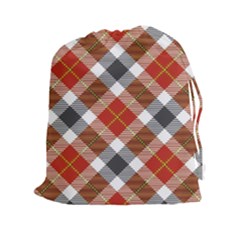 Smart Plaid Warm Colors Drawstring Pouch (xxl) by ImpressiveMoments