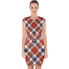 Smart Plaid Warm Colors Capsleeve Drawstring Dress  by ImpressiveMoments