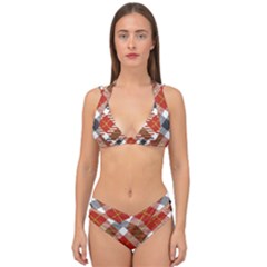 Smart Plaid Warm Colors Double Strap Halter Bikini Set by ImpressiveMoments