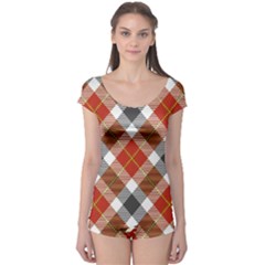 Smart Plaid Warm Colors Boyleg Leotard  by ImpressiveMoments