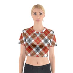 Smart Plaid Warm Colors Cotton Crop Top by ImpressiveMoments