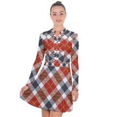 Smart Plaid Warm Colors Long Sleeve Panel Dress by ImpressiveMoments