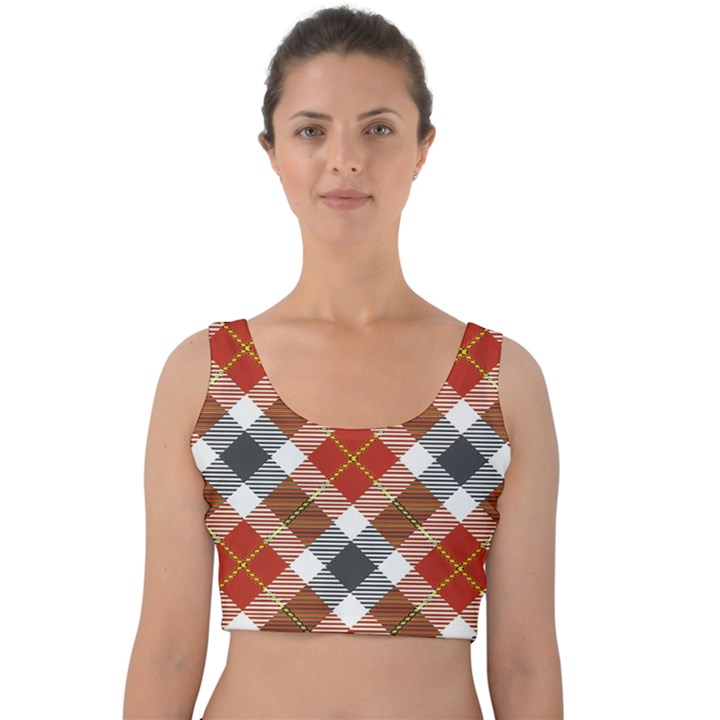 Smart Plaid Warm Colors Velvet Crop Top