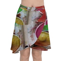 Paint Box Chiffon Wrap Front Skirt