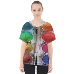 Paint Box V-Neck Dolman Drape Top