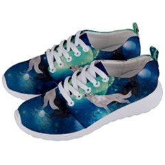 Awesome Black And White Wolf In The Universe Men s Lightweight Sports Shoes by FantasyWorld7