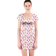 Cake Christmas Gingerbread Man Wallpapers Short Sleeve Bodycon Dress