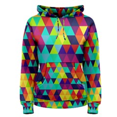 Bright Color Triangles Seamless Abstract Geometric Background Women s Pullover Hoodie