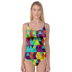 Bright Color Triangles Seamless Abstract Geometric Background Camisole Leotard 