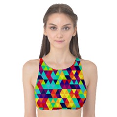 Bright Color Triangles Seamless Abstract Geometric Background Tank Bikini Top