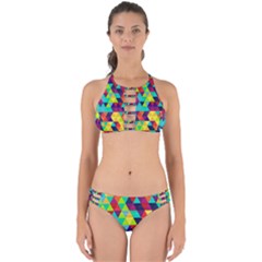 Bright Color Triangles Seamless Abstract Geometric Background Perfectly Cut Out Bikini Set