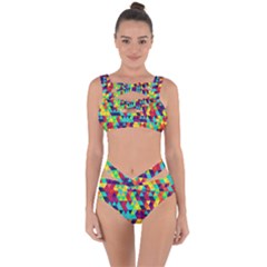 Bright Color Triangles Seamless Abstract Geometric Background Bandaged Up Bikini Set 