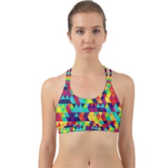 Bright Color Triangles Seamless Abstract Geometric Background Back Web Sports Bra