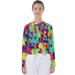 Bright Color Triangles Seamless Abstract Geometric Background Women s Slouchy Sweat