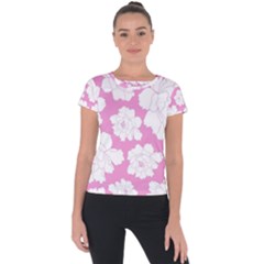 Beauty Flower Floral Pink Short Sleeve Sports Top 