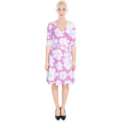 Beauty Flower Floral Pink Wrap Up Cocktail Dress