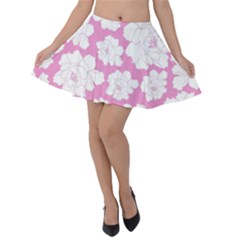 Beauty Flower Floral Pink Velvet Skater Skirt