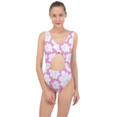 Beauty Flower Floral Pink Center Cut Out Swimsuit