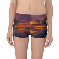 Wonderful Fantasy Sunset Wallpaper Tree Reversible Boyleg Bikini Bottoms