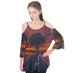 Wonderful Fantasy Sunset Wallpaper Tree Flutter Tees