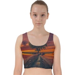 Wonderful Fantasy Sunset Wallpaper Tree Velvet Racer Back Crop Top by Alisyart