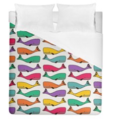 Fish Whale Cute Animals Duvet Cover (queen Size) by Alisyart