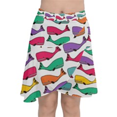 Fish Whale Cute Animals Chiffon Wrap Front Skirt