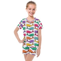 Fish Whale Cute Animals Kids  Mesh Tee And Shorts Set