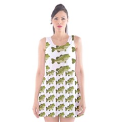 Green Small Fish Water Scoop Neck Skater Dress