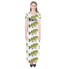 Green Small Fish Water Short Sleeve Maxi Dress